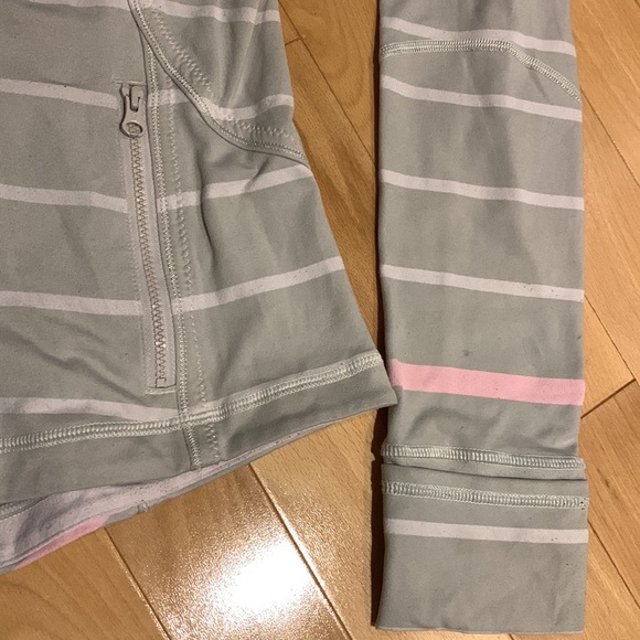 Lululemon Forme Jacket Cuffins Pop Stripe Heathered Dune / Barely Pink -size 10 - Picture 4 of 16